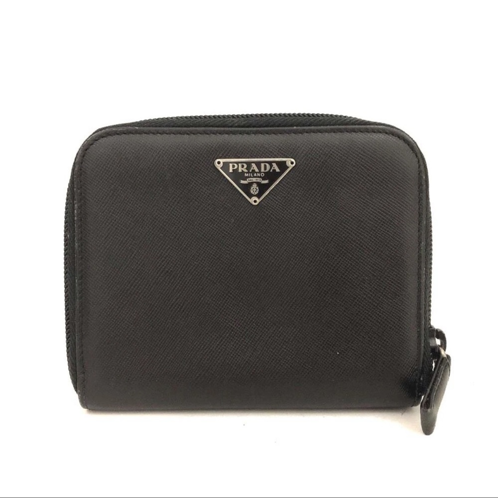 AUTH Prada Zip Card Coin Wallet Saffiano Leather